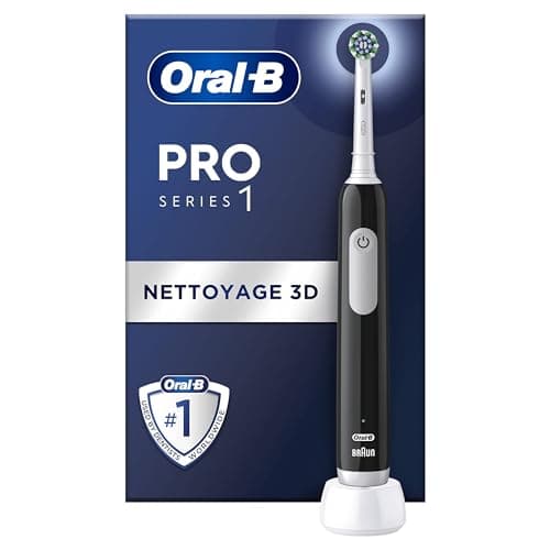Oral-B Pro Series 1 Brosse à Dents Électrique, Noir, 1 Brossette Nettoyage 3D, Élimine la Plaque Dentaire, 3 Modes de Brossage, Minuteur, 1 Étui De Voyage, Rechargeable