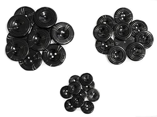 AERZETIX - C57141 - Lot de 10 Boutons à coudre ronds à lamelles intégrées 44L L44 Ø28x4 mm à 2 trous - couleur noir - en plastique - ouverture 2.5 mm - pour mercerie couture vêtement tricot décoration