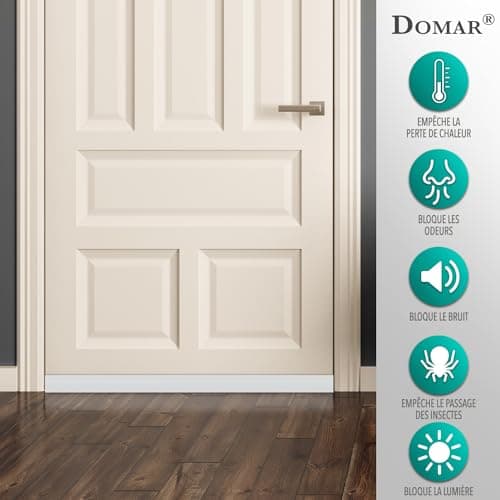 Domar- Bas de porte isolant 100cm Blanc - isolation porte Adhésif extra fort - Boudin de porte isolant froid maximale - Bas de porte anti bruit