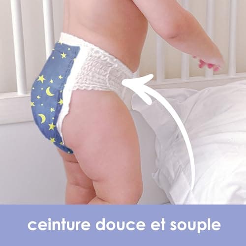 PureBorn Couches-Culottes Pour La Nuit, Taille 5 (12-17 kg), 60 Culottes Bébé, Protection Contre les Fuites Toute la Nuit, Absorption Extra, Confort à sec