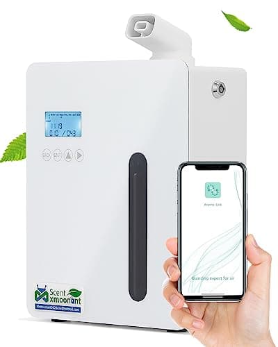 Mxmoonant Diffuseur d'Huiles Essentielles sans Eau, Mural, Couvrant 600-800m3, 300ml Bouteille d'huile, Contrôle d'Application&Timer, HVAC Connectable, pour Bureau, Magasin, Hotel