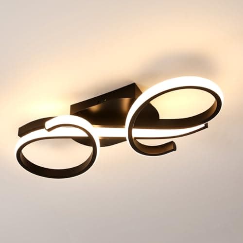 Mckalen Plafonnier LED Moderne 36W, Luminaire Plafonnier LED 4050LM, Lampe de Plafond LED Noir, Lumière Chaude 3000K pour Salon Chambre Salle à Manger, 42CM