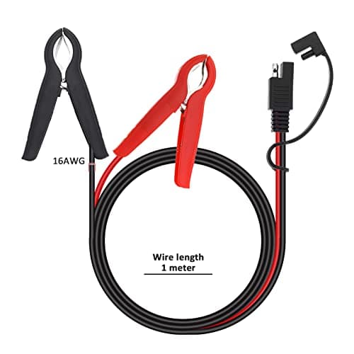 VGOL Connecteur SAE vers Batterie Câble d'extension Pince Crocodile 16AWG DC 12V SAE Adaptateur à Dégagement Rapide vers Pinces Crocodiles Câble de Déconnexion Rapide pour Panneaux Solaires 1m