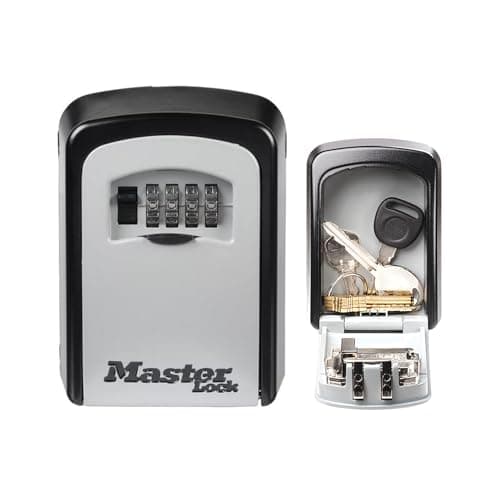 Master Lock Boite a clef sécurisée, Fixation murale, Extérieur, 11.9 x 8.5 x 3.6 cm, Gris/Noir
