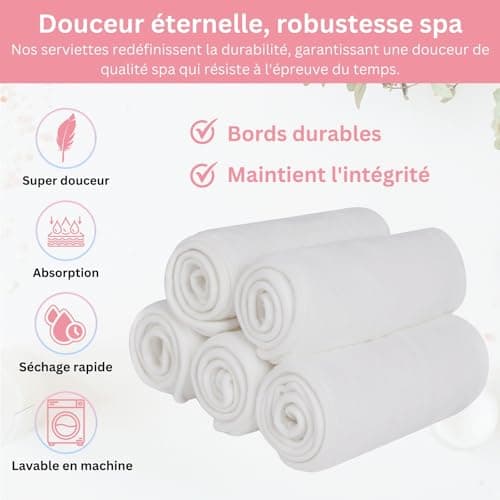 Serviettes pour le visage pour esthéticiennes, serviettes de spa douces pour le soin du visage, serviettes de massage spa, serviettes pour le visage, serviettes professionnelles en microfibre (blanc_5