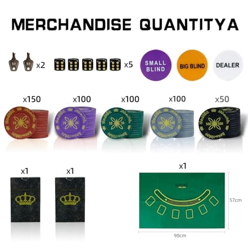 CCLIFE Jeu de Jetons de Poker, 300/500 Jetons de Poker de Casino avec Boîtier en Aluminium, Cartes à Jouer, dés, Dealer