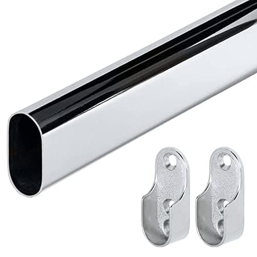 Gedotec Rail Suspension Meuble | Tringle Cintre Fixation Dimensions 30 x 15 mm - Longueur 1200 mm | 1 Pièce | Chromé Poli | Avec montage mural latéral | Cintre Porte-rideaux Crochet de penderie