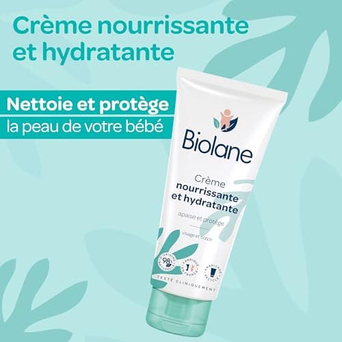 BIOLANE – Crème Nourrissante et Hydratante - Bébé - Nouveau Packaging - Visage et Corps - Apaise et Protège la peau - 98% d'origine naturelle - 100 ml - Fabriqué en France