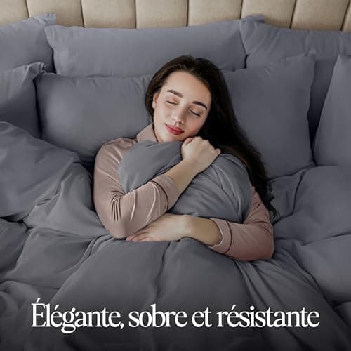 Utopia Bedding Housse de Couette 220x240 cm avec 2 Taies d'oreiller 65x65 cm (Gris) - Parure de lit 220 x 240 cm - Ensembles de Housses de Couette en Microfibre brossée Douce