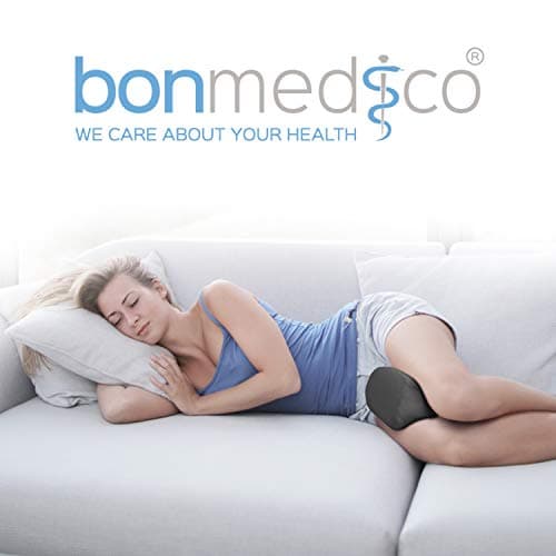 bonmedico Oreiller Ergonomique de Genoux pour Dormir sur Le côté, Oreiller Repose-Jambe en Mousse à mémoire de Forme, Noir