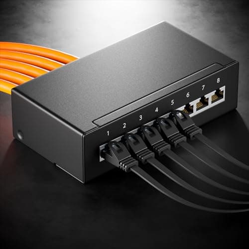 deleyCON 10x 0,5m CAT6 Câble Réseau Plat 1000 Mbit Gigabit LAN - Cat 6 RJ45 Ethernet Câble de Raccordement Câble de Pose fin Plat - pour Internet Switch Routeur Modem Panneau de Brassage - Noir