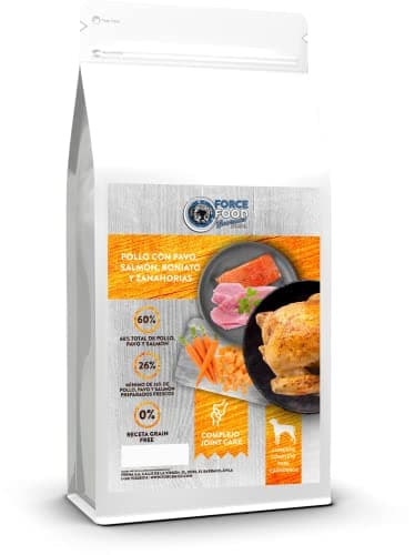 FORCEFOOD Gourmet Junior Nourriture sans céréales pour chiots, poulet à la dinde, saumon, patate douce et carotte 2 kg