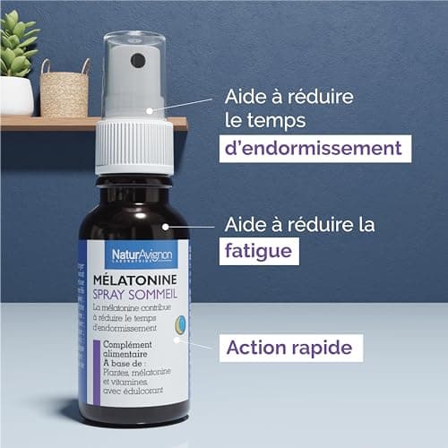 Laboratoire NaturAvignon | Mélatonine 1mg | Sommeil Rapide & Réparateur | Plantes & Vitamines B | Parfum Fleur d'Oranger | Fabriqué en France | Spray buccal 20ml