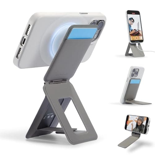 MOFT Porte Carte et Trépied Téléphone, Trépied Smartphone Support Téléphone Compatible avec Magsafe, Ajustable Pliable Support Téléphone avec 2 Porte Cartes, Magnétisme Fort (Taupe)