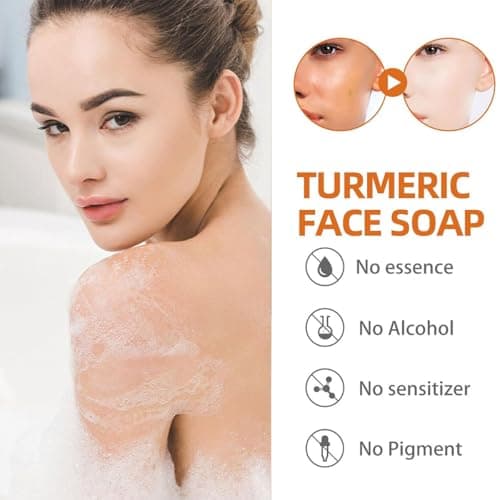Savon Au Curcuma,Savon à L'acide Kojique,Savon Curcuma Visage,Savon Exfoliant Au Curcuma,Savon Exfoliant Au Curcuma Naturel,Barre de Savon Au Curcuma pour Visage et Corps,Nettoyage en Profondeur,100g