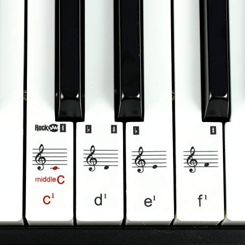 RockJam Clavier de piano 49 touches avec alimentation, support de partition, autocollants pour notes de piano et leçons Simply Piano