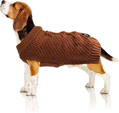 Bella & Balu Pull tricoté pour Chien - M Marron | Pull pour Chien Froid Chaud et Doux pour Haute qualité 100% Coton