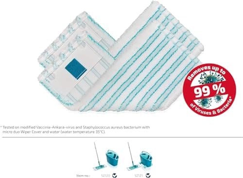 Leifheit Lot de 2 housses lave-sol Clean Twist M Ergo micro duo, housse de rechange microfibres, housse pour balai à plat nettoyante et absorbante, housse polyvalente tous sols, housse double fibre