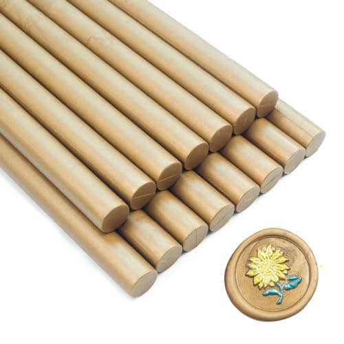 Bâton de sceau de cire, Zifospy 15 pièces Pistolet à colle Bâtons de sceau de cire pour la cire à cacheter, Bâtons de cire à cacheter pour faire-part de mariage, cartes, enveloppes (Brown)