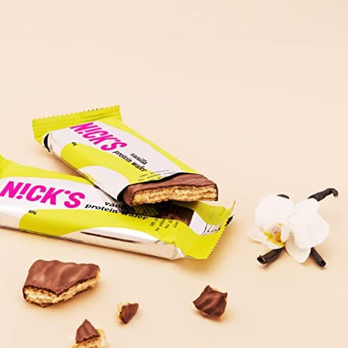 NICKS Barre protéinée Sans Sucres Ajoutés, Gaufrettes proteinées, Biscuits Sans Sucres Ajoutés Lowcarb, Sans Gluten | 25% de protéines | 203 calories | Vanille, 40 g X 24