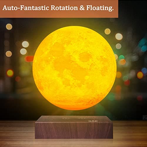 Lampe de lune flottante à lévitation magnétique - Lampe de lune LED à impression 3D avec contrôle tactile, 3 modes de rotation, veilleuse pour le bureau, la maison et la table, cadeau créatif