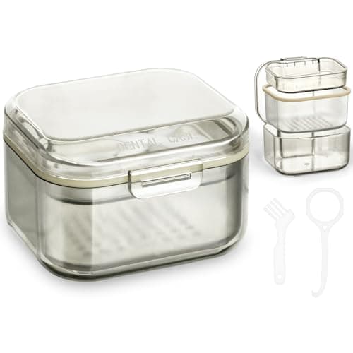 ACWOO Boîtes pour Prothèses Dentaires, Boîte de Dentier, Boîte de Rangement pour Fausses Dents, Boîte à Dentier avec Passoire, Boite Appareil Dentaire, pour Stockage et Trempage des Protège-dents