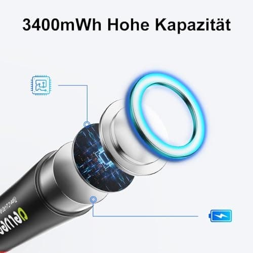 Delyeepow Piles Rechargeables AA 1,5V Lithium 3400mWh de Haute capacité,Pile AA Lithium Rechargeable 1500 Cycle USB-C 8 Piles
