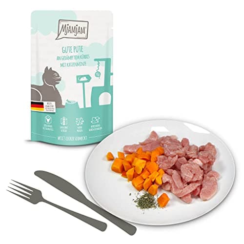 MjAMjAM - nourriture humide premium pour chats - pack d'essai, pack de 12 (12 x 125 g), sans céréales avec supplément de viande