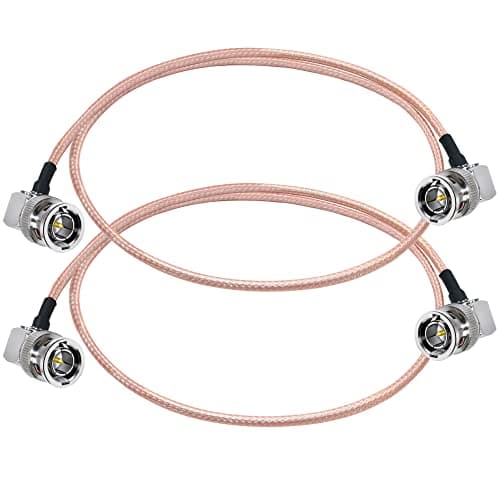 TUOLNK Câble coudé BNC 75ohm BNC mâle à angle droit vers BNC mâle à angle droit Câble d'extension d'extension RG179 20 pouces (50 cm) Antenne WIFI Pigtail Jumper Câble coaxial vidéo HD SDI 2 Pack