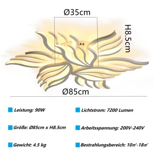 Plafonnier LED moderne dimmable - 90W lampe de salon plafonnier chambre avec télécommande lumière couleur luminosité changement de couleur - plafonnier blanc gradation éclairage intérieur