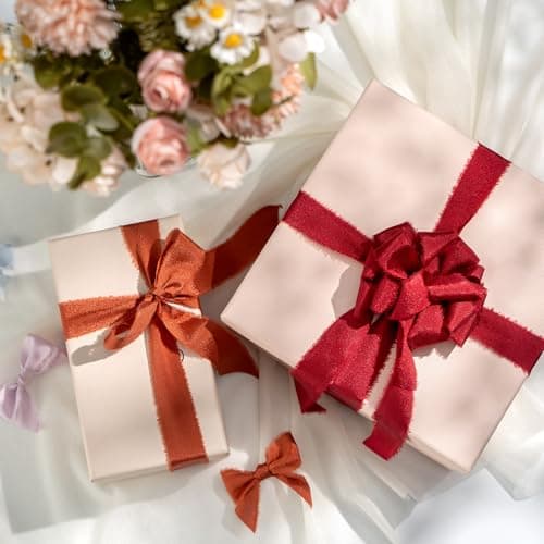 Ruban Cadeau Ruban Mousseline Mauve, 2.5cm x 6.4m Ruban de Décoration, MORSUNBELA Ruban de Noeud, Décoration Ruban Tissu pour Mariage fête Valentin Anniversaire Cadeaux - 3 rouleaux