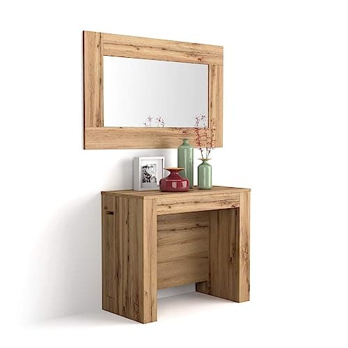 Mobili Fiver, Table Console Extensible avec rallonges intégrées, Easy, 45(305) x 90 cm, Bois Rustique, pour 12 Personnes, Console Extensible pour Salle à Manger et entrée, Made in Italy