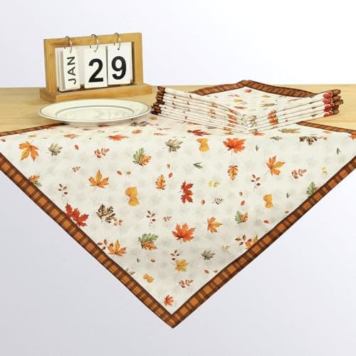 Arquiel Serviettes de Automne Feuille Table Lot de 4, Serviettes en Tissu 100% Coton Doux et Confortable Réutilisables Serviettes pour Le Dîner en Famille Mariage Cocktail Cuisine(45cm×45cm)