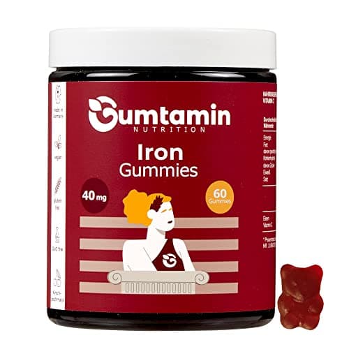 Gumtamin Gummies en fer Gumtamin avec vitamine C - Alternative hautement dosée aux comprimés et capsules de fer pour la carence en fer - 120 gummies végétaliens