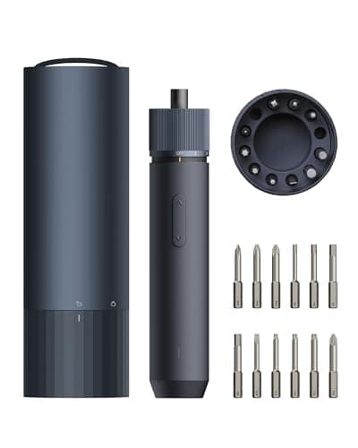 HOTO Visseuse sans Fil 3,6V, Tournevis Electrique 4N.m, 12 Embouts en Acier S2, Conception Tout-en-un, Charge Type C, Lumière LED sans Ombre, 3 Réglages du Couple, Batterie 1500 mAh