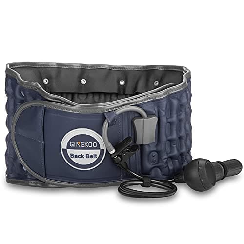 Ginekoo Ceinture de décompression pour le dos – Ceinture de traction à air de la colonne vertébrale pour soutien lombaire et douleurs lombaires – Ceinture de traction lombaire – Bleu (73,7 à 124,5 cm)