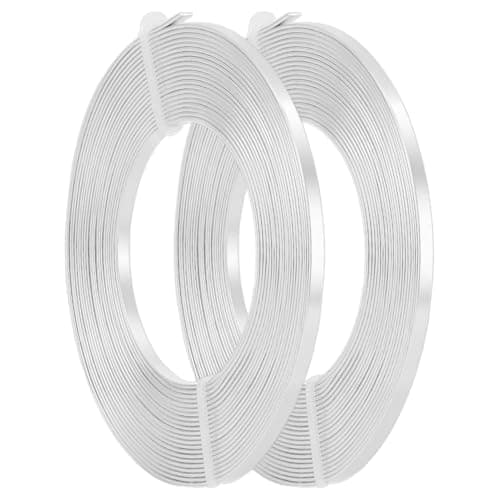 BENECREAT 10m (33FT) Fil Plat en Aluminium Argenté de 3mm de Large Fil Artistique Artistique Anodisé pour la Fabrication de Perles de Confection de Bijoux, 5m / Rouleau
