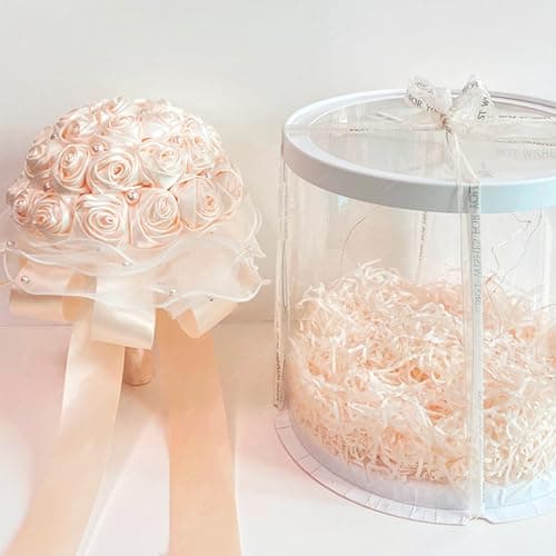 Ruban de Satin Rose Champagne 25mm x 22 Mètres, Rubans en Tissu pour Cadeau Emballage, Bouquets de Fleurs, Anniversaire Artisanat, Décoration de fête de Mariage