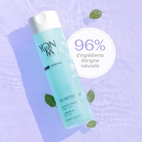 Gel Nettoyant Moussant Yonka 200ml - Visage, Yeux & Lèvres - Démaquille, Nettoie et Purifie - Tous Types de Peaux, Idéal pour les Peaux Mixtes à Grasses - Mousse Fine - 94% d'Ingrédients Naturels