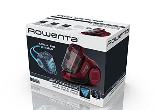 Rowenta Swift Power Cyclonic Aspirateur sans sac, Capacité 1,2 L, Haute performance, Moteur basse consommation, Compact, Brosse parquet RO2933EA, Bordeaux