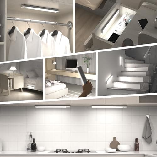 OUILA Lampe d'Armoire 36 LED, Rechargeable USB Sans Fil LED Lampe de Placard à Détecteur de Mouvement, Éclairage à LED étude de Cuisine Veilleuse Escalier Couloir (2 Pack)