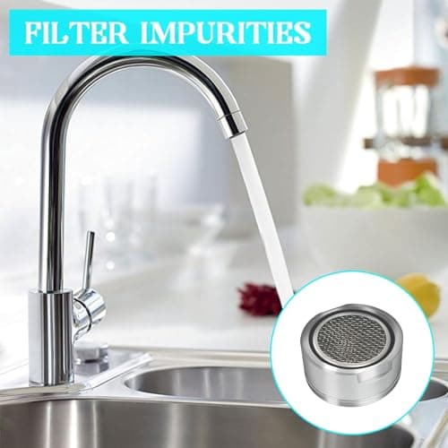 Vordpe Lot de 6 aérateurs M24 en acier inoxydable, 6 joints et 1 clé chromée, filtre de robinetterie pour cuisine et salle de bain