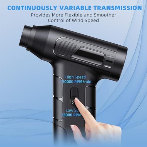 KACNON Moteur sans balais 130000tr/min Max, Souffleur PC Air Comprimé, Dépoussiérants Puissants électrique avec Batterie 7600mAh, Mini Air Comprimé Duster pour Clavier,Voiture, PC