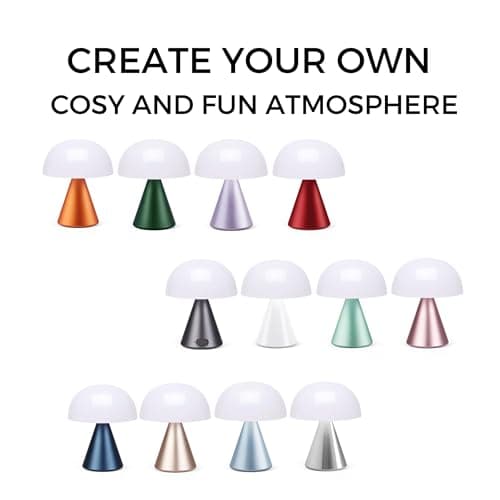 Lexon MINA M Lampe Champignon LED sans fil rechargeable, lampe à poser avec 9 couleurs de lumière et variateur d'intensité, jusqu'à 24h d'autonomie - Rouge Sombre