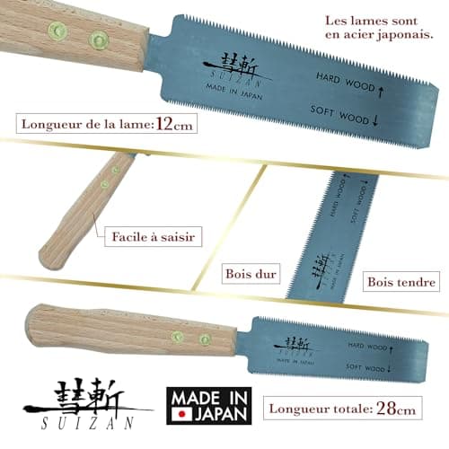 SUIZAN Scie Japonaise 120mm Scie à coupe à ras Scie à Main Pour Les outils de travail Du bois dur Et Du bois tendre