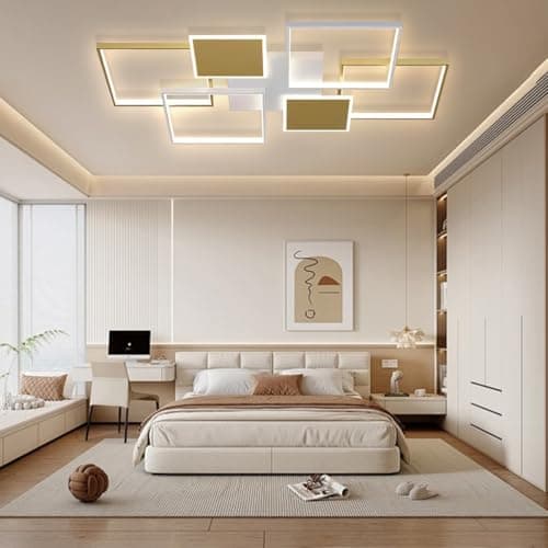 Plafonnier LED moderne Dimmable avec télécommande, lampe de salon noire plafonnier LED plafonnier noir L90 / L110CM plafonnier (L90CM - Doré)