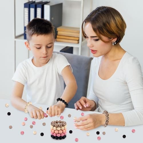 ASTARON 100 pièces de perles en silicone de 15 mm pour la fabrication de porte-clés, perles rondes en silicone rose noir en vrac pour bracelets, stylos, artisanat, fabrication de bijoux