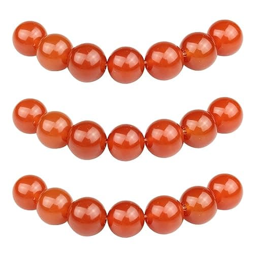 MJDCB 6mm 60 pièces Agate Rouge Perle Pierre Naturelle Ronde en Vrac Perles Semi Precieuse pour Fabrication de Bijoux de Bracelets et de Colliers