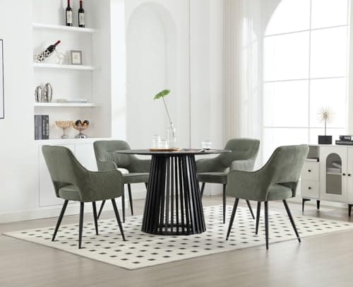 Wahson Chaise de Salle à Manger Classique Lot de 2 Chaise Salle a Manger avec Accoudoirs Chaise de Cuisine Moderne Pied Métal, Fauteuil Salle à Manger pour Restaurant, Vert