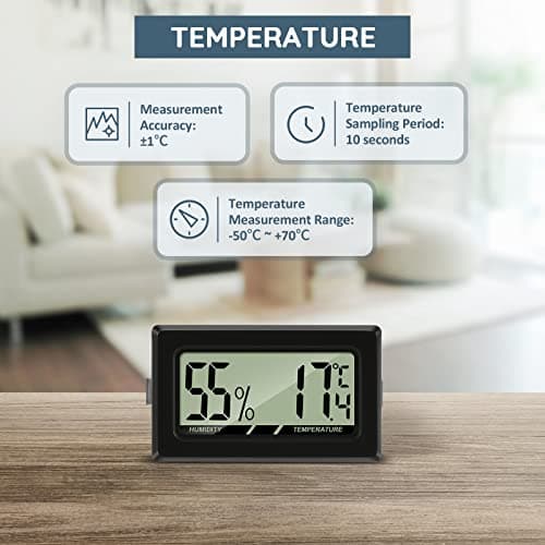 Thlevel Mini Digital LCD Thermomètre Hygromètre Température Humidité Testeur Thermomètre Portable Thermo Hygromètre Indicateur pour Bureau Cuisine Humidors Incubateurs Reptiles (5PCS)